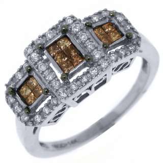   BROWN CHAMPAGNE DIAMOND ANNIVERSARY RING 14K WHITE GOLD  