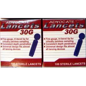  200 ADVOCATE Sterile Lancets   30G (2 Boxes of 100) Health 