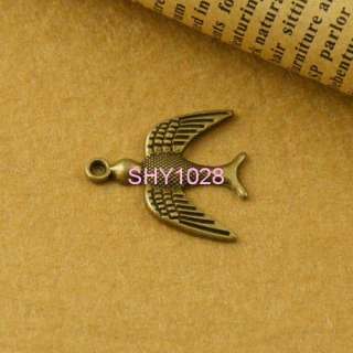 22Pcs Antiqued bronze swallow bird charm pendant #4083A  