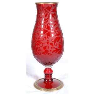  Etched Ruby Glass Vase Home & Garden