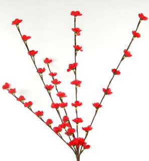 LED BRANCH LIGHTS RED BLOSSOM Stems Electric 6 settings  