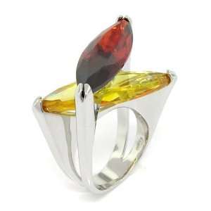  Aerodynamic Propeller Ring w/Garnet & Gold CZs Size 8 