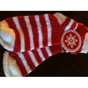  Body Works Accessories Lounge Shea Socks   Red & White Striped Beauty
