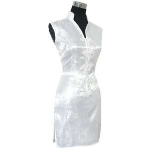  Chinese Silk Sleeveless Short Dress White S 4 Everything 