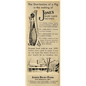  1931 Ad Jones Dairy Farm Ham Sausage Wisconsin Pig 