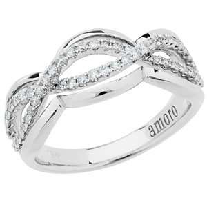    0.34 Carat 18kt White Gold Ribbon Design Diamond Ring Jewelry