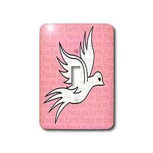   White Dove Print Pink   Light Switch Covers   single toggle switch