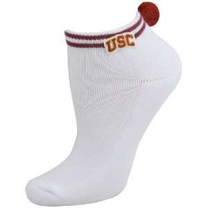    USC Trojans White Ladies Pompom 9 11 Ankle Socks