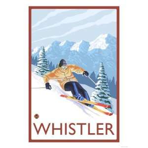  Downhhill Snow Skier, Whistler, BC Canada Giclee Poster 