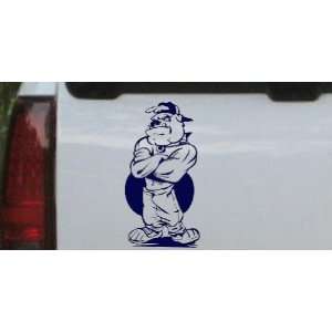 8in X 4.1in Navy    Bad Bull Dog Standing up Sports Car Window Wall 