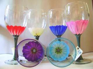 Gerber Daisy Handpainted Wine Glass by DGG  
