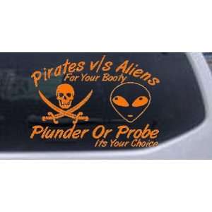 Orange 6in X 4.3in    Pirates Verses Aliens Funny Car Window Wall 