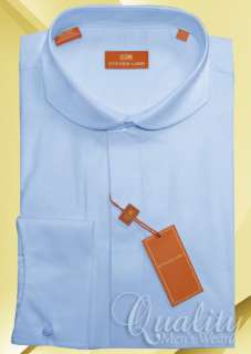 BABY BLUE ROUNDED WINDSOR COLLAR DRESS SHIRT 20 34/35  