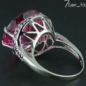 41.05 CT. PINK TOPAZ STERLING SILVER 925 RING SIZE 6.75  