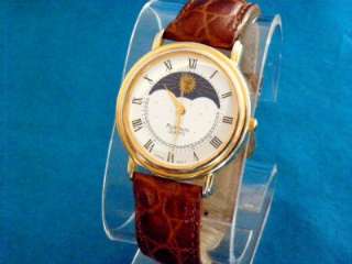 ATTRACTIVE MENS RUMOURS MOON PHASE LIKE GOLD TONE WRIST WATCH  
