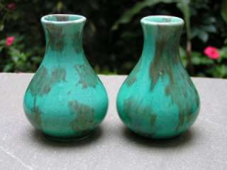 Beautiful Retro Small Vases. Turquoise Mottled Glaze  