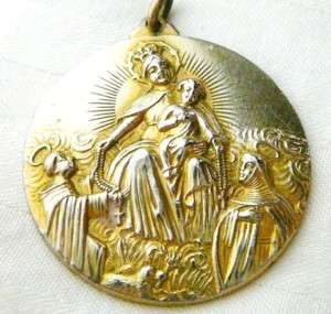 50%OFF Rare 14K Gold GP Mary Holy Family Medallion c1944 Holiday Gift 