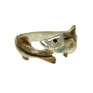  Ladies Snook Fish Sterling Wrap Ring (5.5) Jewelry