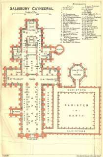 WILTS Salisbury cathedral, 1924 map  