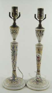 Pair of Carl Thieme Dresden Porcelain Candlestick Lamps  