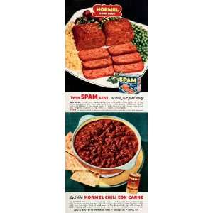  1950 Ad Hormel Spam Meat Chili Con Carne Girls CBS NBC TV 