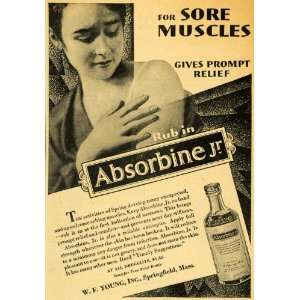  1929 Ad Absorbine Jr. Sore Muscles Pain W. F. Young 