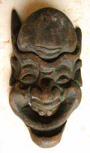Antique Chinese Art Carved Wood, Demon Mask   19th C.  