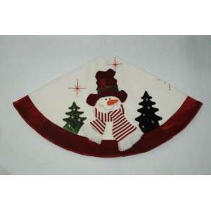   and White Velvet Tree Skirt   Snowman with Top Hat 