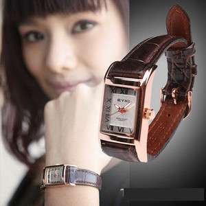 EYKI Fashion Simple Roman numerals Square Quartz Women Wrist Watch 