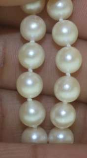 14k yellow gold 6.5mm pearl necklace 18 vintage estate antique  