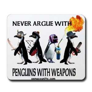    Penguins with Weapons Humor Mousepad by 