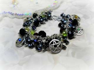   the elements chunky charm bracelet wiccan jewelry, wicca,pagan,witch