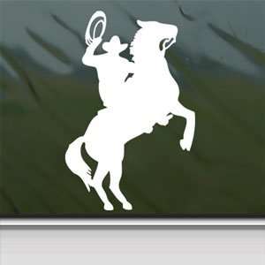 Western Cowboy White Sticker Horse And Rider Laptop Vinyl 