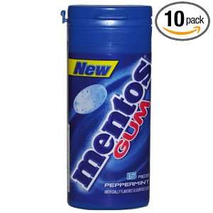 Mentos Gum   White Peppermint, 15 pieces (Pack of 10)  