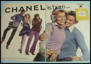 1972 Chanel No 5 Dancing with Headphone Fashion 70s Ad  