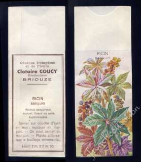 VINTAGE FRENCH FLOWER SEED PACKET ~ Ricin Castor Bean  