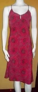 EXPRESS red pink India Print polyester sun dress 7/8 m  