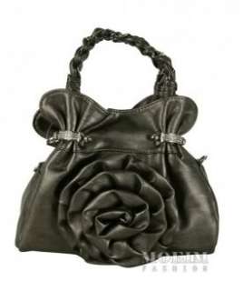 Black White Flower Purse Braided Chain Shoulder Strap Satchel Handbag 