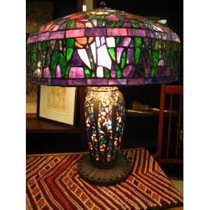  Antique Stained Glass Tulip Lamp