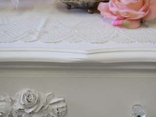   Cottage Chic 6 Drawer Dresser White French Roses Bedroom Furniture