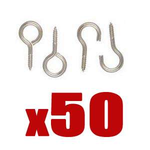 HOOKS AND EYES for NET CURTAIN WIRE CHROME  Pack of 50  