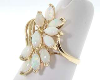 Estate Natural White Opal Solid 14k Yellow Gold Ring  