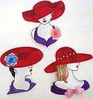 Set of 3 Red Hat Society Sew or Iron on Patches