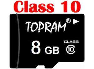 TOPRAM 8GB 8G microSD microSDHC SD SDHC Card CLASS 10  
