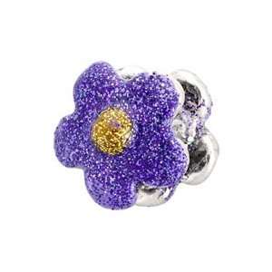 Bacio Italian Swarovski Bead Flowers Purple and Yellow Petal Charm 