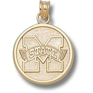 Mississippi State University M State Round 5/8 Pendant (Gold Plated 