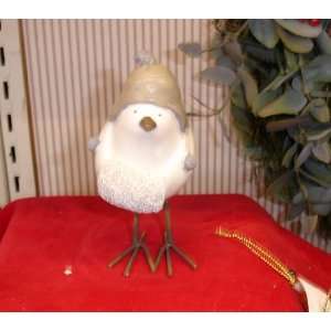  White Bird with Wings in Muff Wearing Hat Christmas