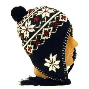  Black Knit Beanie with Ear Flaps