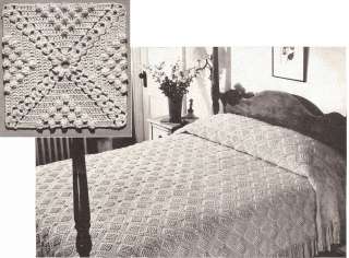 Vintage Popcorn Crochet MOTIF BLOCK Bedspread PATTERN  