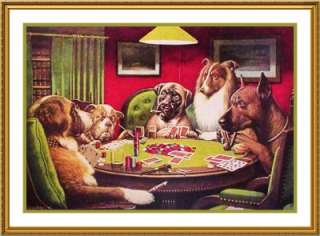 Dogs Playing Poker A Bold Bluff Counted Cross Stitch Chart Free Ship 